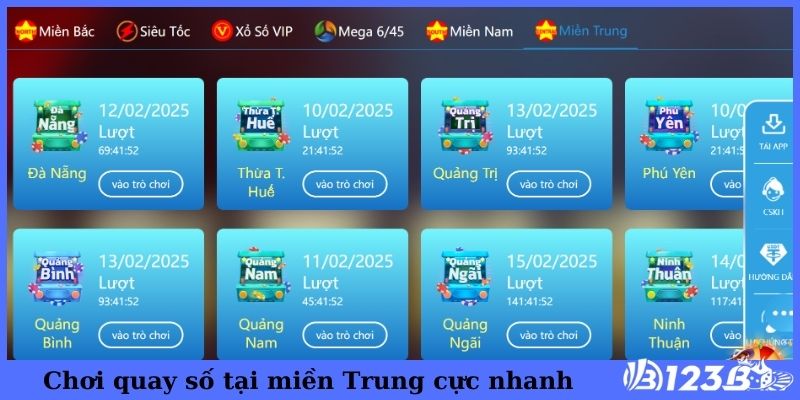 Chơi quay số tại miền Trung cực nhanh