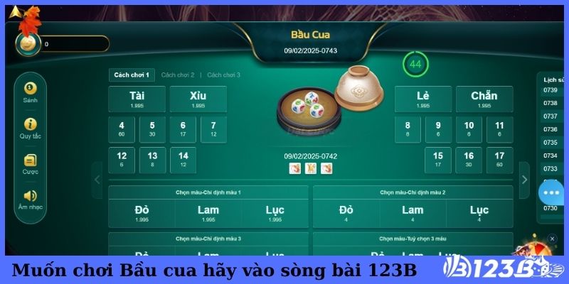 Muốn chơi Bầu cua hãy vào sòng bài 123B