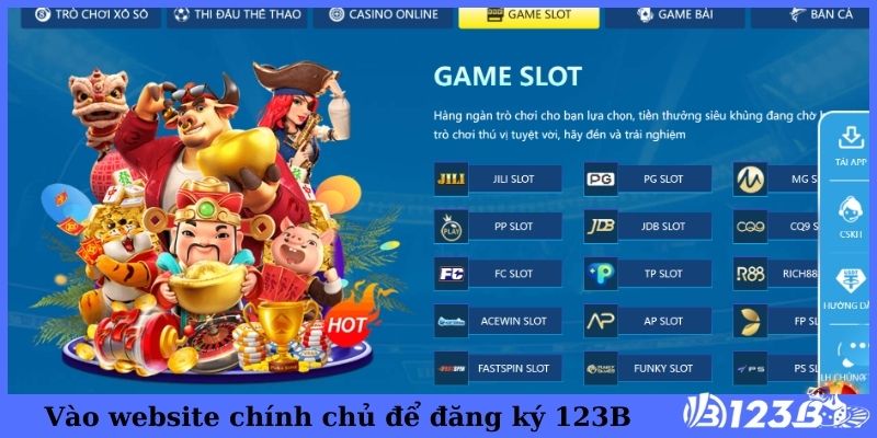 Vào website chính chủ để đăng ký 123B