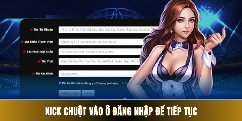 Kick chuột vào ô đăng nhập để tiếp tục